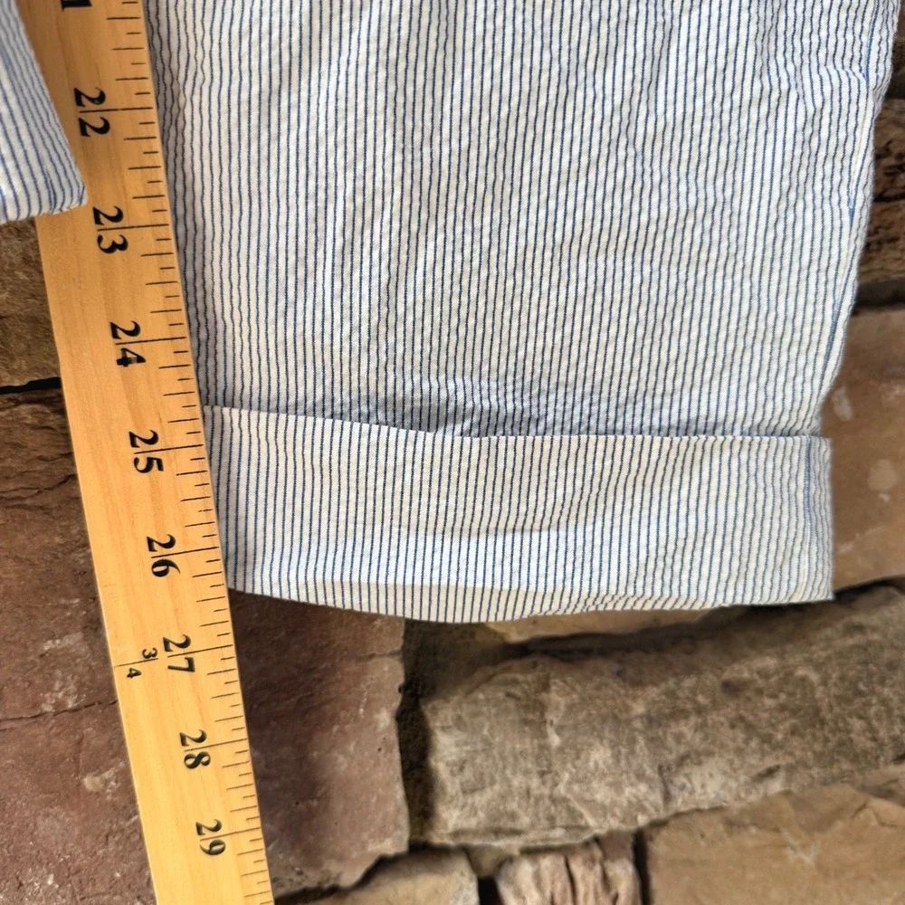 Banana Republic Mens 38x26 Slim Tapered Crop Fit Pants Seersucker Stripe Cuffed